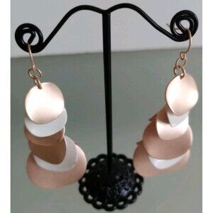 Gold & White Metal Dangle Earrings Women's Fashion Boho Jewelry by Lovisa NWT